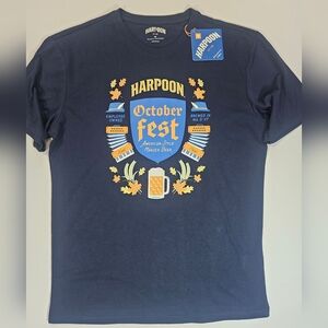 Harpoon Brewery Octoberfest Mens Medium‎ T-Shirt Navy Blue Beer Enthusiast Tee